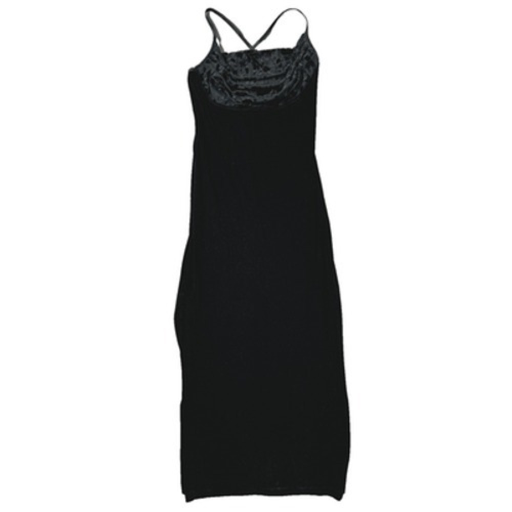 VTG Y2K Rampage Maxi Dress Small Black Velvet Floral Stretch Dark Romantic Goth